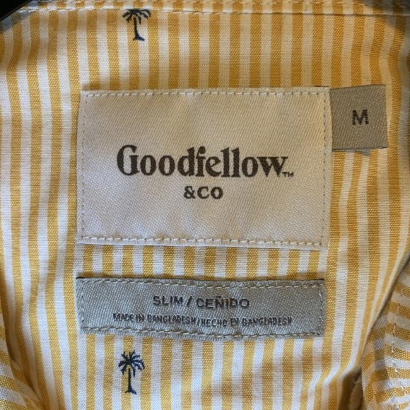 Men’s Good fellow Northrop Button Down Palm Tree Prints M Yellow White - Picture 5 of 9
